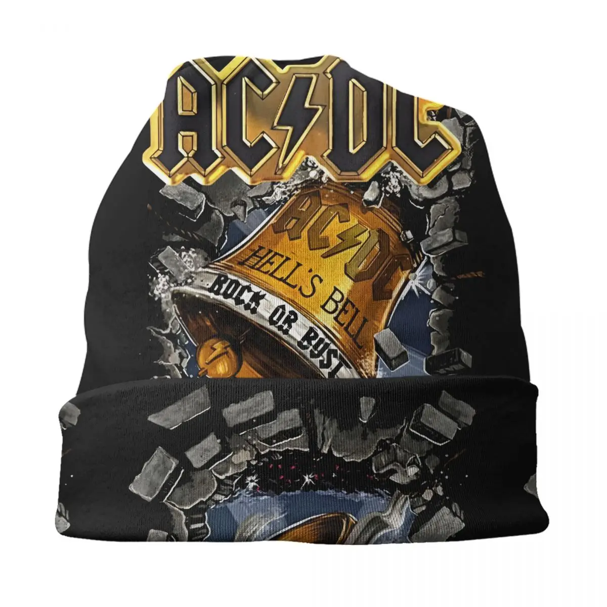 مخصص التيار المتناوب تيار مستمر روك لول باند بونيه القبعات الحياكة قبعة للنساء الرجال شتاء دافئ المعادن الثقيلة Skullies Beanies قبعات #3