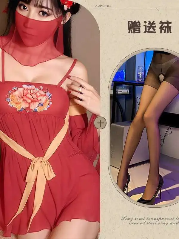 Chinese Style Silk Transparent Flower Embroidery Dress Backless Deep V Suspenders Sleeveless Dress Elegant Casual Beautiful ETUM