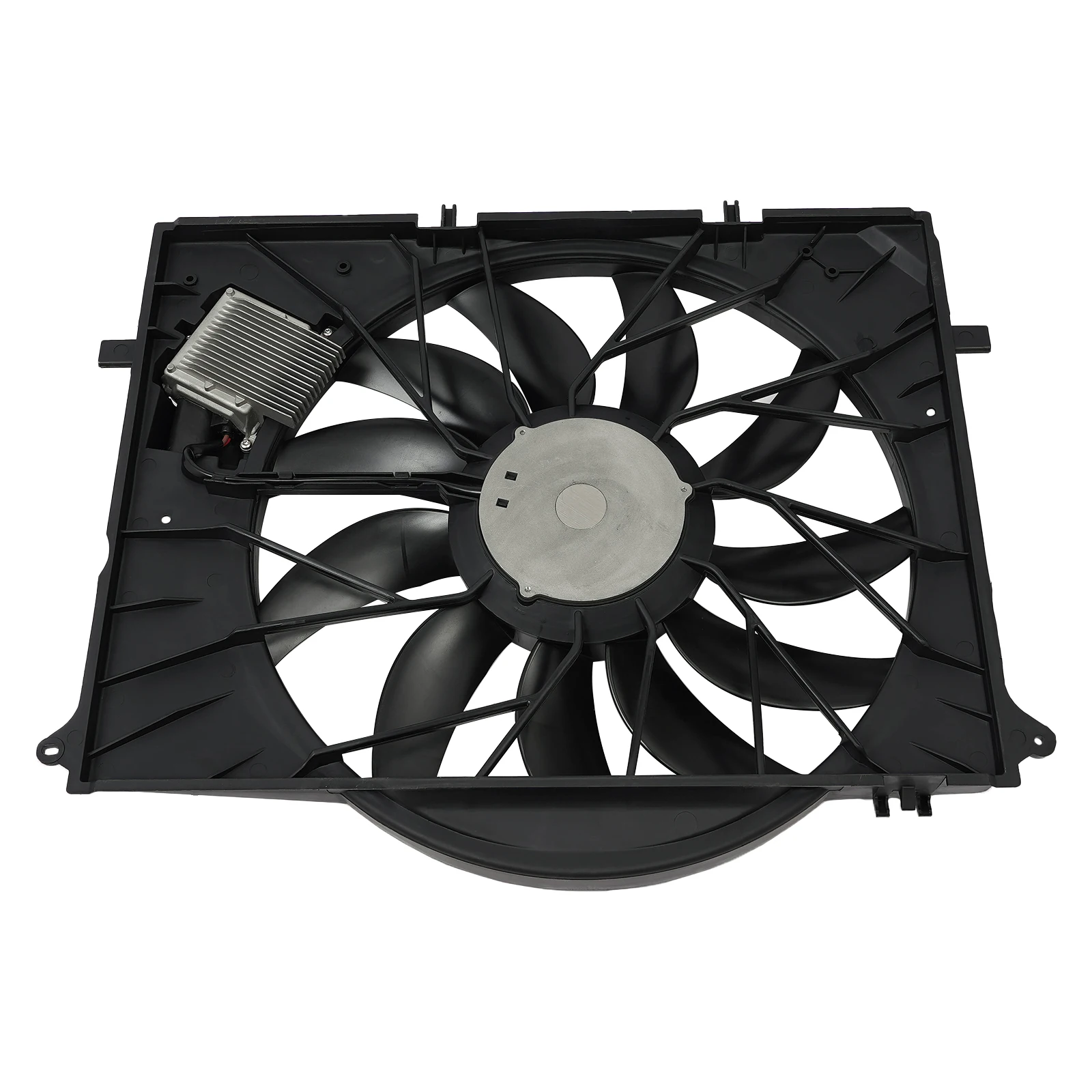 Radiator Cooling Fan Assembly For 01-12 Mercedes-Benz OEM 2205000193 30% Reinforced Nylon Impact Wear Resistant 12V 850W 11-Blade Engine Cooling Fan Unit Reinforced Nylon Direct Replacement Auto Radiator Fan For Auto Repair Shop