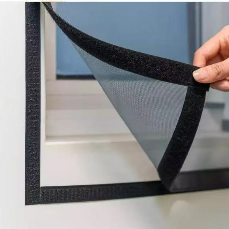 Ventana con mosquitera a prueba de mosquitos, mosquitera autoadhesiva para ventana, puerta a prueba de insectos para verano, mosquitera para ventana【NEGRO】