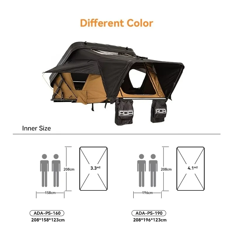 

190 cm large size side opening ABS hard shell roof tent