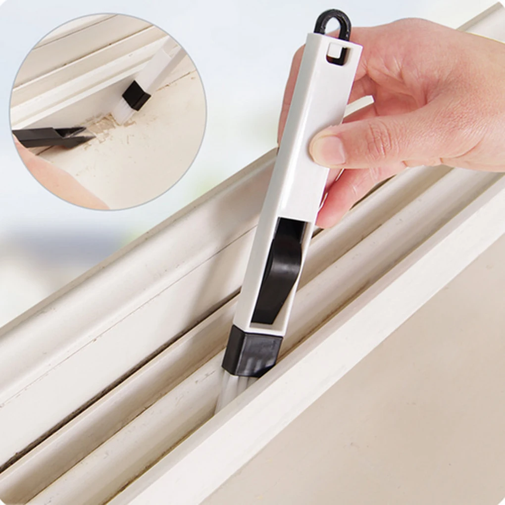 Portable Two-in-one Cleaning Brush Multifunctional Door  Window Keyboard Groove Cleaner Dust Shovel Window Rail Cleaning Tool