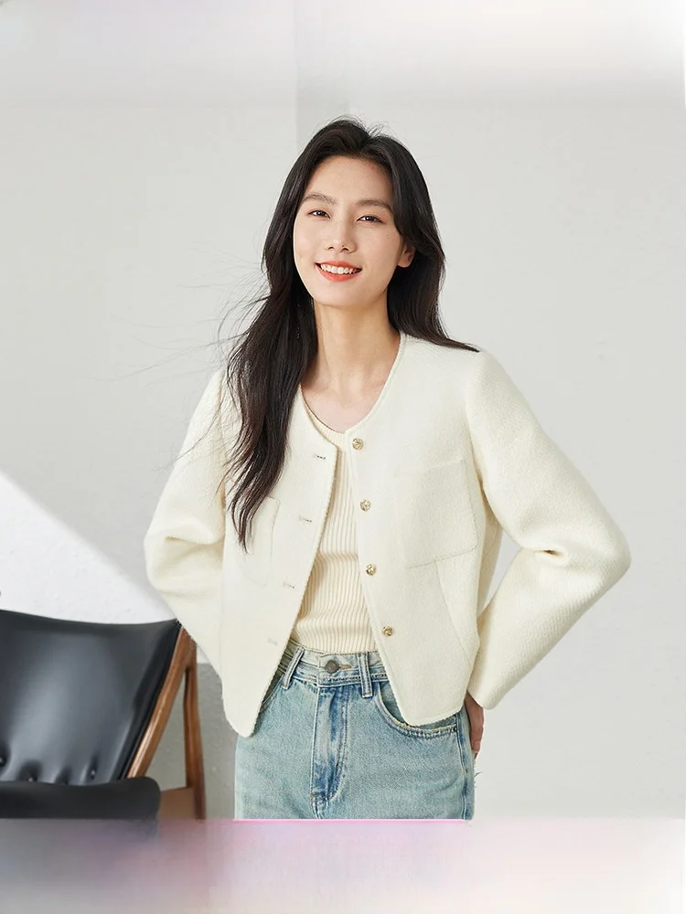 

Unique Chic Light Peach Color Short Quilted Jacket Women's Style 2026 New High-End Feel Fragrance Wind Coat Elegant Quality