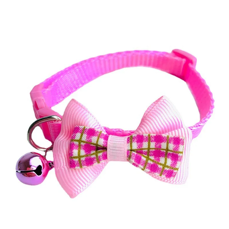 Collar de pajarita a cuadros para gatos y perros con campana, elegante Collar para mascotas para perros y gatos