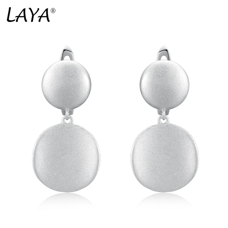 LAYA Real 925 Sterling Silver Light gold Satin Finish Earrings  Geometric Irregular Creative Handmade Fine Jewelry 2022 Trendy