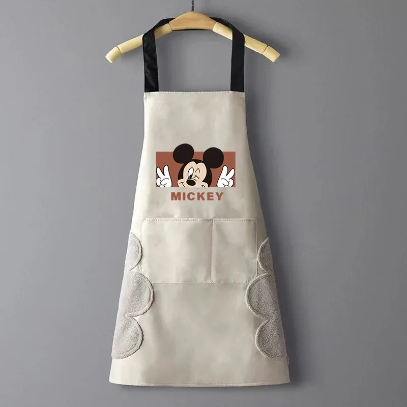 Disney Kawaii Mickey Cartoon Apron Kitchen Household Waterproof and Oilproof Overalls for Catering Hand-to-hand Workwear Gift