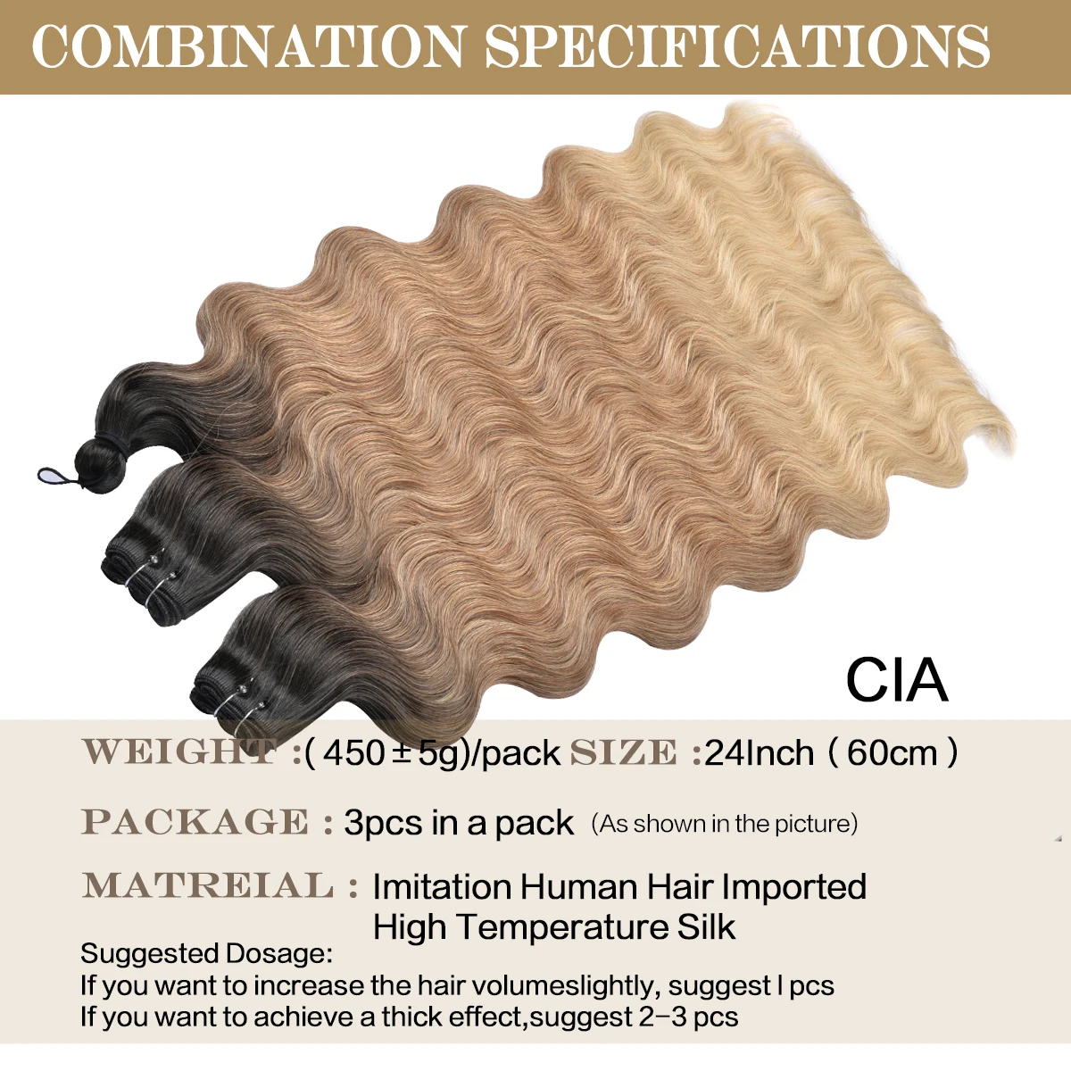 Body Wave Synthetic Weft Hair Ombre Brown Bundles Hair Extensions For Women 26inch High Temperature Fire Deep Wave Hair