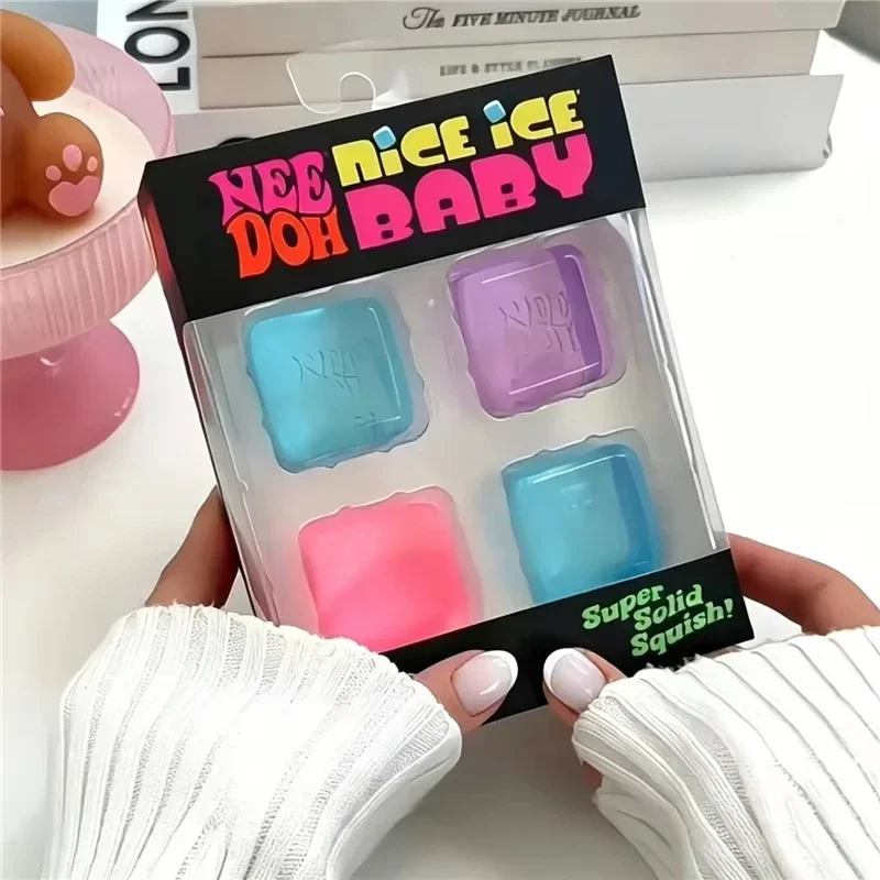NEEDOH Mini Nice Ice Cube Slow Rising Squishy Squishy Cube Squeeze Object Mini 4 Pack Set Party Favors Anti-Anxiety For Kids