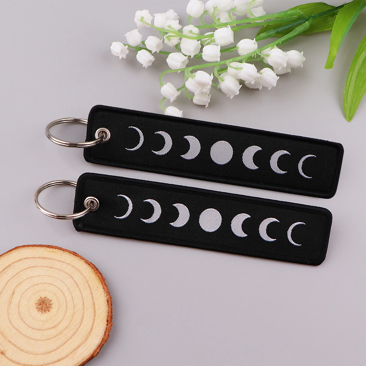 Moon Embroidery Key Fobs Luna Key Tag Motorcycles Cars Backpack Chaveiro Cosplay Keychain For Friends Fashion Key Ring Gifts