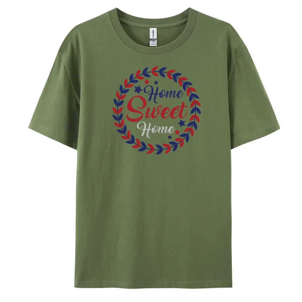 

HomeSweetHome Men's Casual Short-sleeved T-shirt with 100% Cotton Fashion print Tees oversize