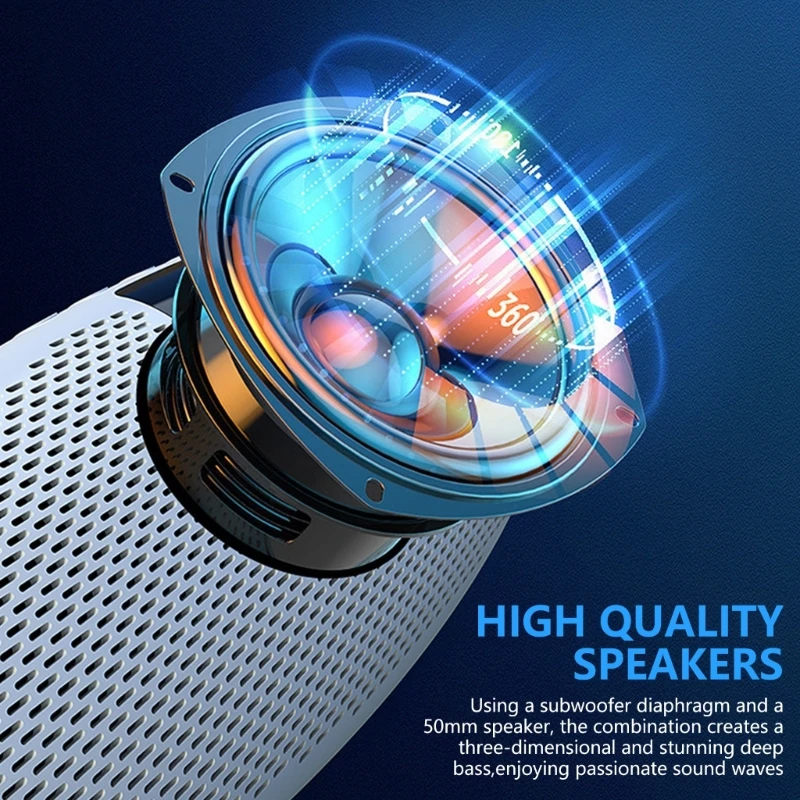 Alto-falante sem fio fidelidade portátil com luz led colorida conexão compatível com despertador display