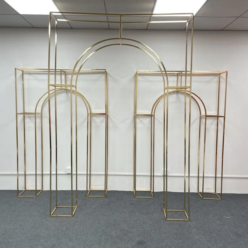 New wedding gold-plated screen background frame wrought iron golden arch indoor wedding scene decorative props flower stand