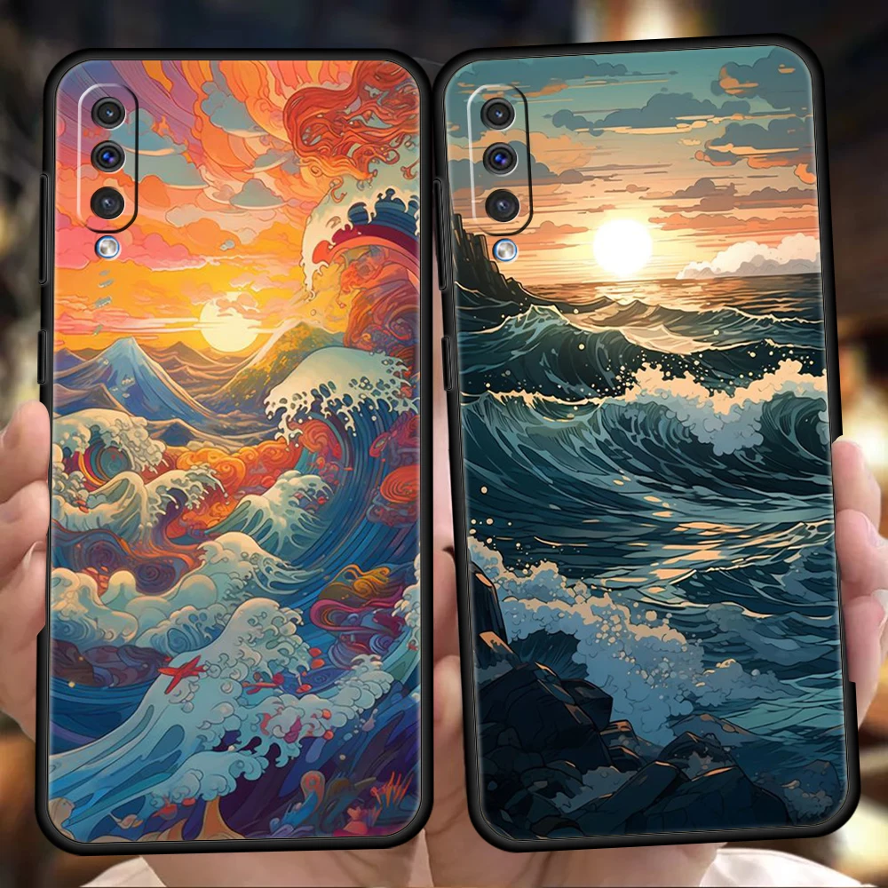 Sea Waves Phone Case for Samsung Galaxy A24 A13 A53 A73 A33 A22 A12 A02 A03 A05 A70 A50 A10 A20 5G Silicone Shell Fundas Capas