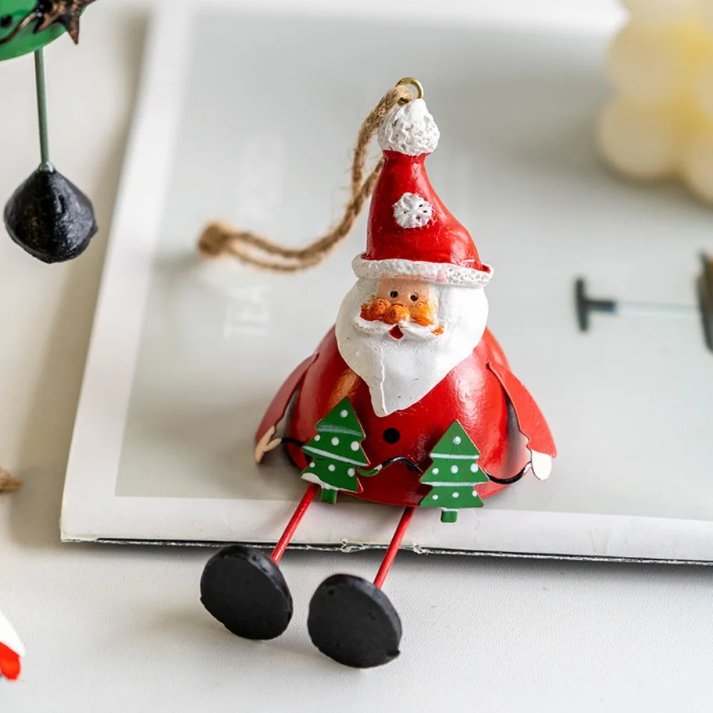 Christmas Iron Painted Santa Pendant Santa Claus Vintage Iron Painted Ornaments Xmas Home Decoration Christmas Tree Decoration