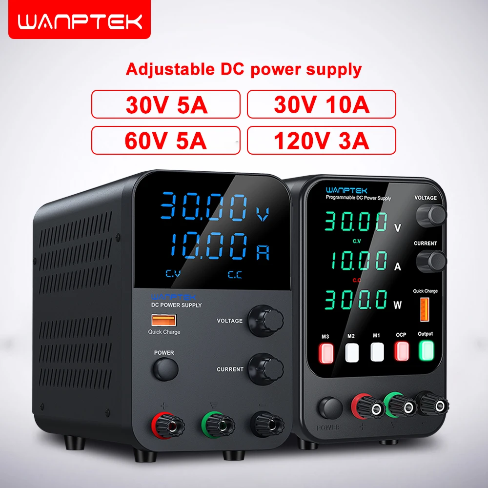 Wanptek Laboratory DC Power Supply Adjustable 30V 60V 120V Encoder Adjustment with USB Charge Lab Bench Power Supply