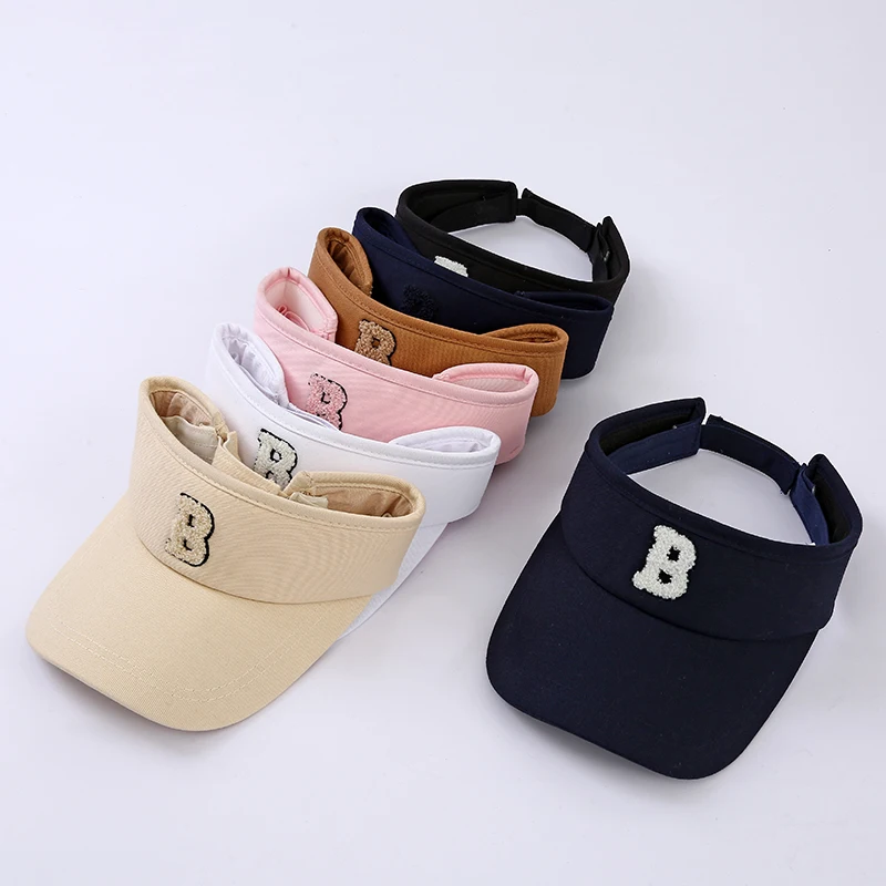 Women\'s Summer Visor Hats Empty Top Ha Short Brim Sunscreen Hat Outdoor Elastic Fabric Sports Sun Cap