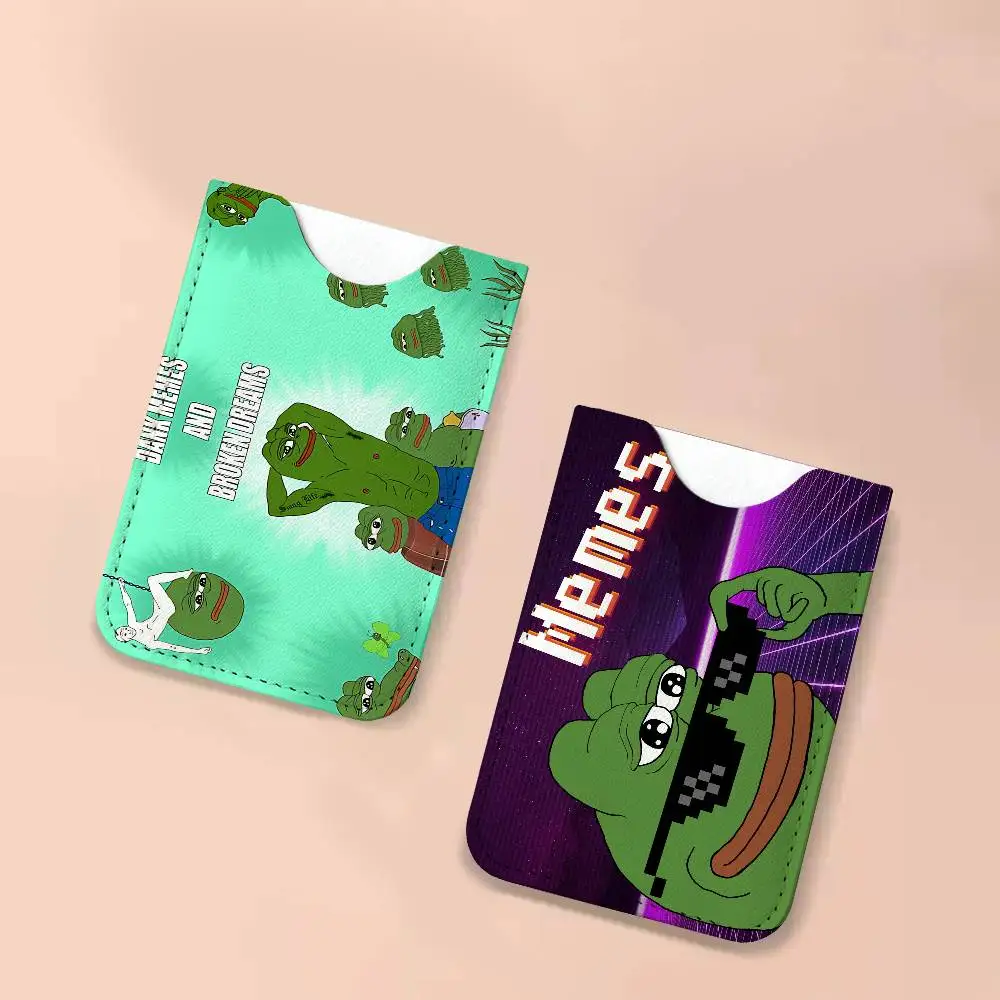 S-Sad F-Frog Meme Lightweight Leather Card Holder Palm Pattern Protective Cover for Bus Card ID Card Compact Size