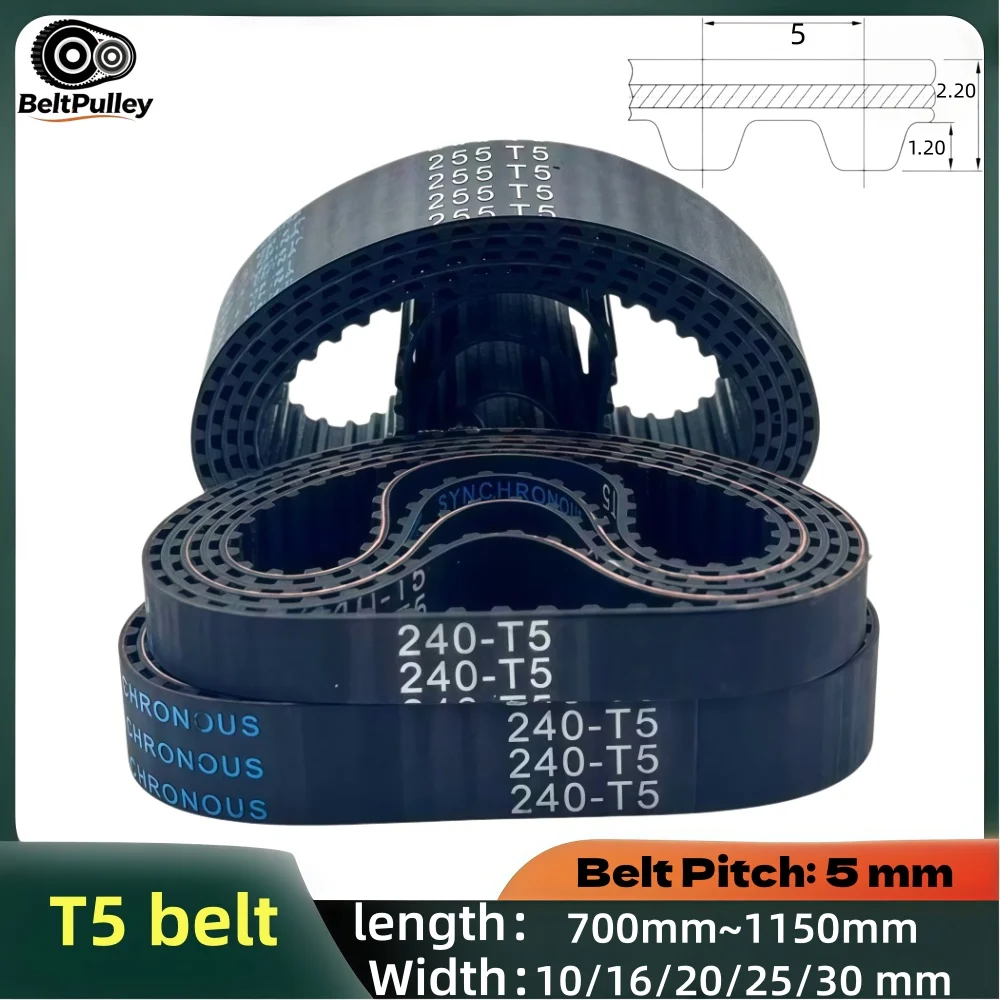 T5 Timing Belt Length 700-1150mm 140-230T 10/16/20/25/30mm Wide for CNC Router 3D Printer Laser Engraver Replacement Parts