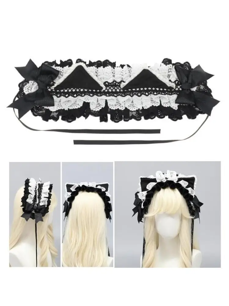 652F Anime Maid Hoofdband Katten Oor Hairhoop Cosplay Kostuum Haarband Halloween Props