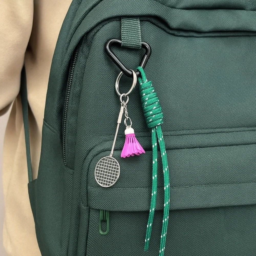 Cute Anti-Lost Badminton Couple Keyring Trinket Hanging Braided Rope Bag Pendant Sporty Style Bag Decoration Knot Keychain Gifts