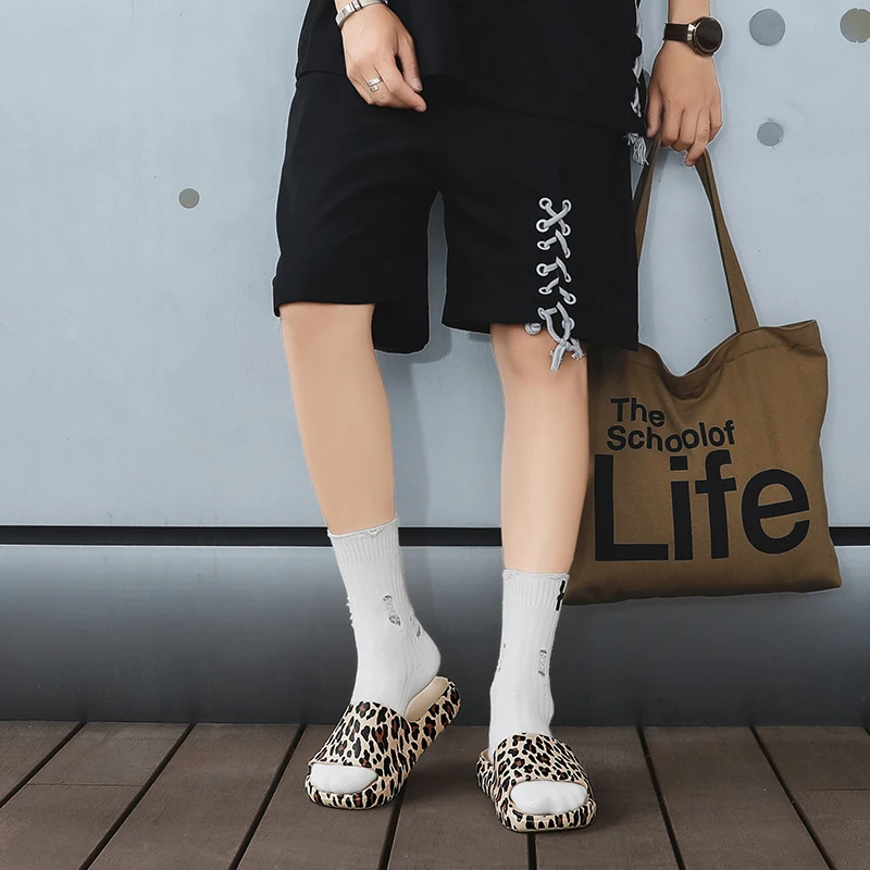 New large-sized high-quality EVA rubber plastic leopard print couple flip-flops