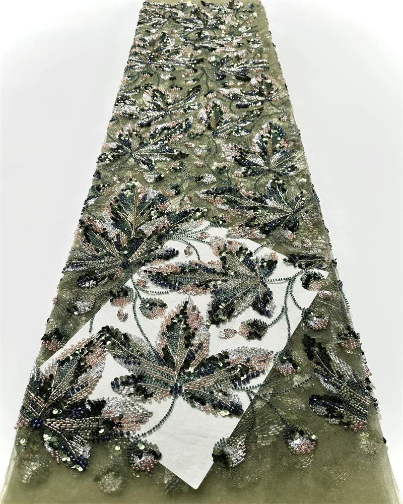 

Luxury Sequins Lace Fabrics 2026 High Quality Heavy French Beaded Lace Fabric Nigerian Embroidery For Wedding Party Women