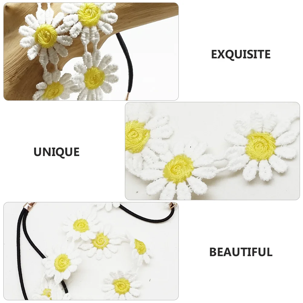 

5Pcs Small Daisy Flower Headband White Yellow Headwear Girl Hairband Outdoor Fashion Flower Headband