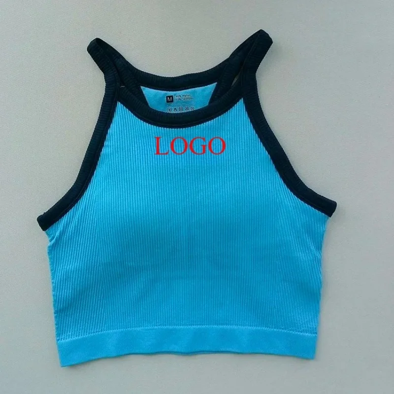 Alphalete  Top Camisole Fitness Seamless Knitted Deep V Vest Threaded Yoga Underwear Seamless Knit Vertical Stripe Tank Top