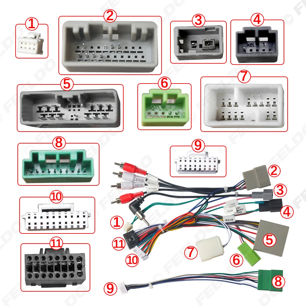 FEELDO Car 16pin Power Cord Wiring Harness Adapter With Canbus Box For Honda Civic 2006-2011 Installation Head Unit