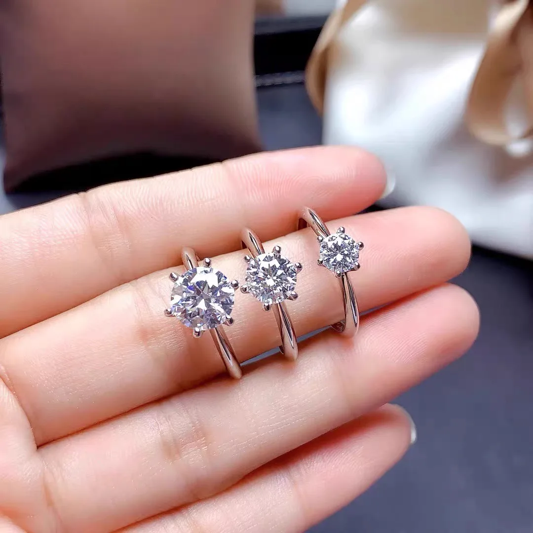 

Женское кольцо с бриллиантом из стерлингового серебра 925 пробы с муассанитом. Обручальные кольца 1CT 2CT Роскошные обручальные украшения. Совместимость с сертификатом