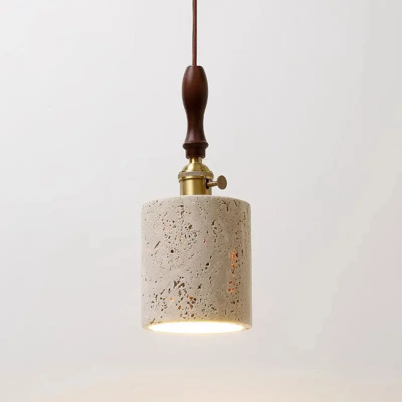 

Cave Stone LED Pendant Lights Fixtures Yellow Travertine Restaurant Bedroom Living Room Modern Bedside Hanging Lamp Chandelier