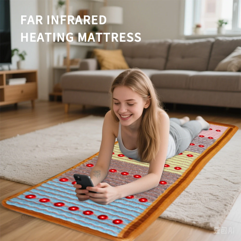 Natural Agate Ore Heating Massage Pad PEMF Photon Mattress Energy Pulse Magnetic Field Relieves Back Pain and Decompression