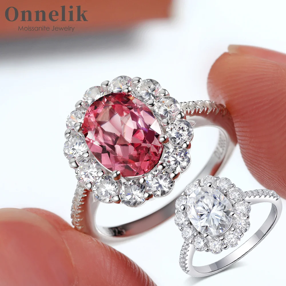 

Onnelik 2.998cttw Moissanite S925 Sterling Silver Diamond Rings Lab Grown Papalacha Rings for Women Wedding Party Jewelry Gift