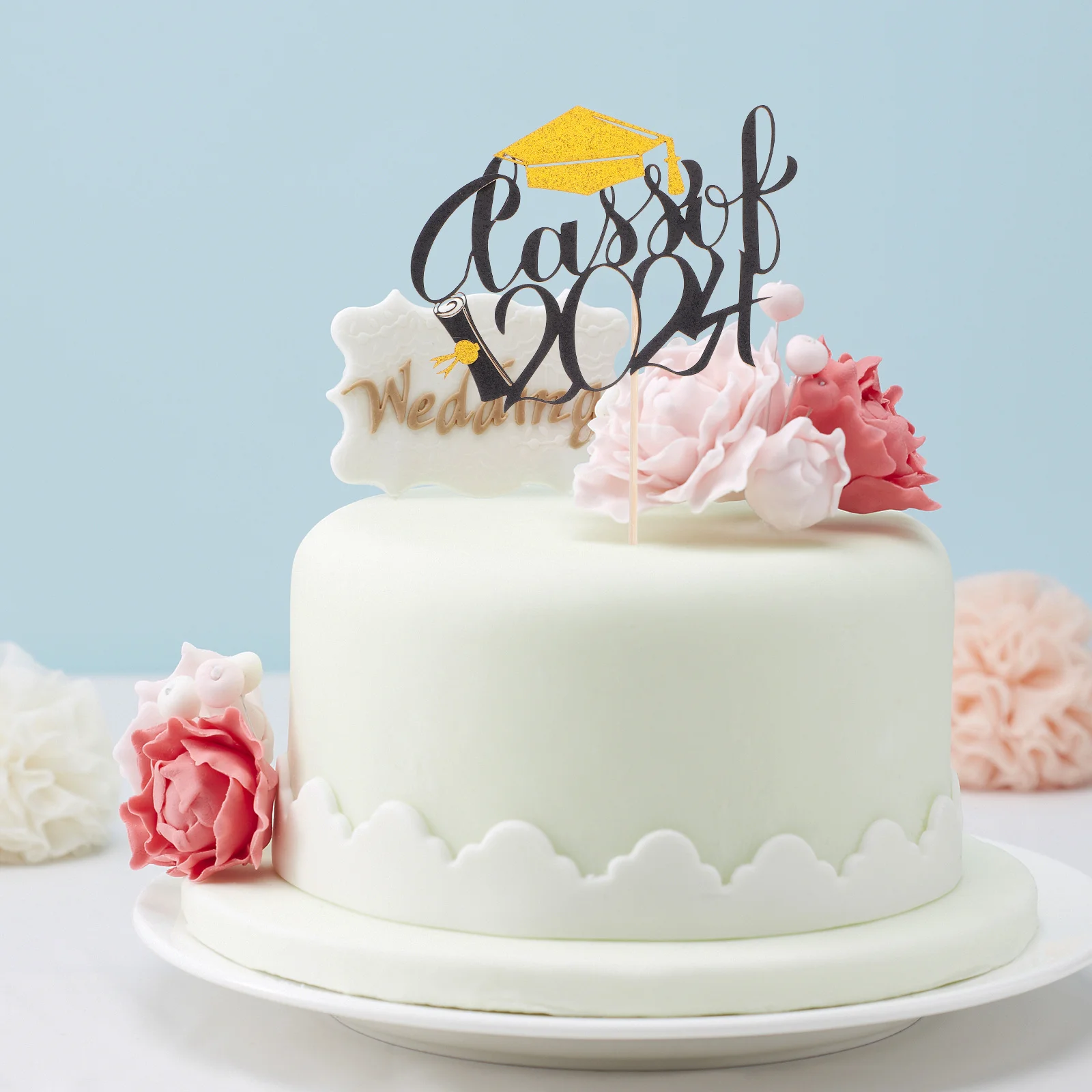 

6Pcs Graduation Cake Picks Class of 2024 Doctor Hat Cupcake Toppers Decorative Dessert Inserts for Party Cake Decoration and