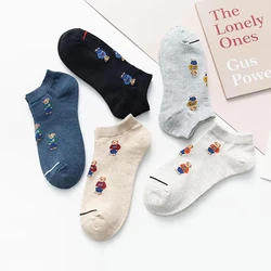 Men's Socks Cotton Cartoon Gentleman Onesize Harajuku Skateboard Sock Summer Breathable Breathable Ankle Low Tube Short Sox Gift