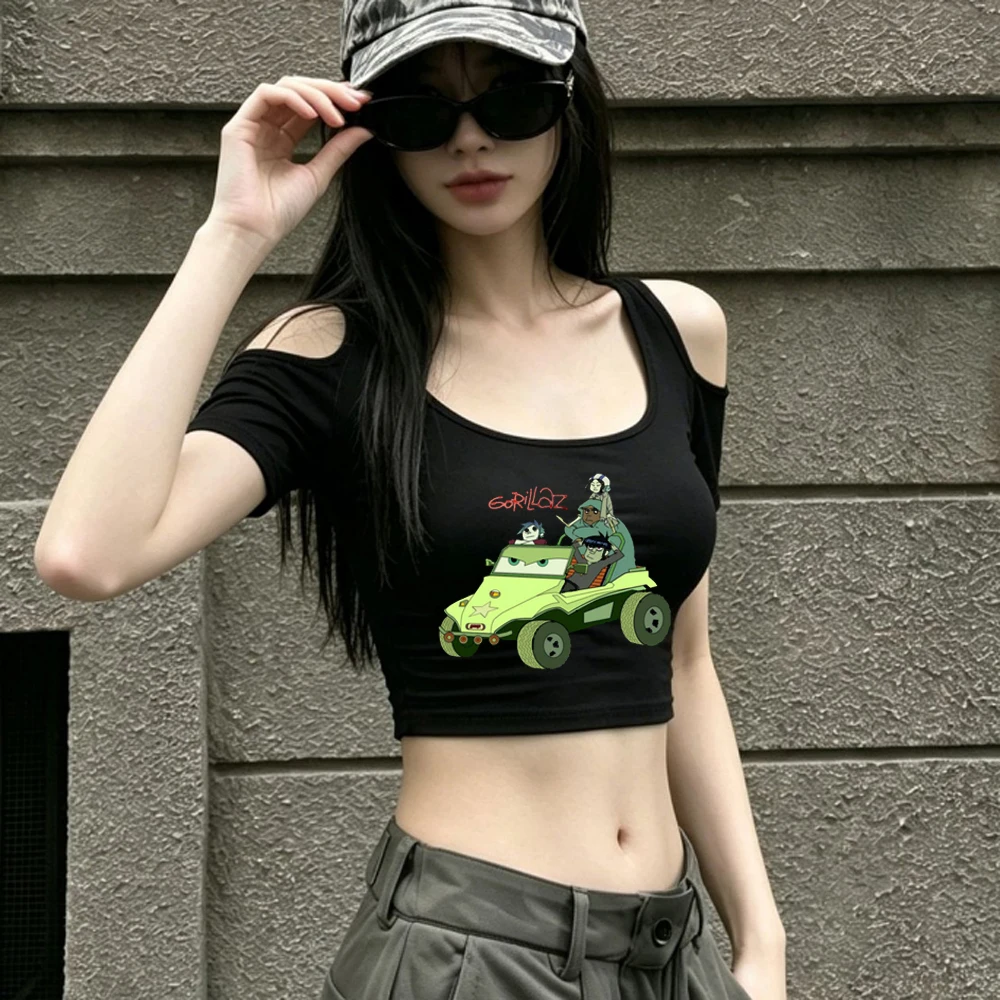 Gorillaz crop top shoujo harajuku cheap alternative  cute korean fashion tshirt y2k cutecore funny graphic scene
