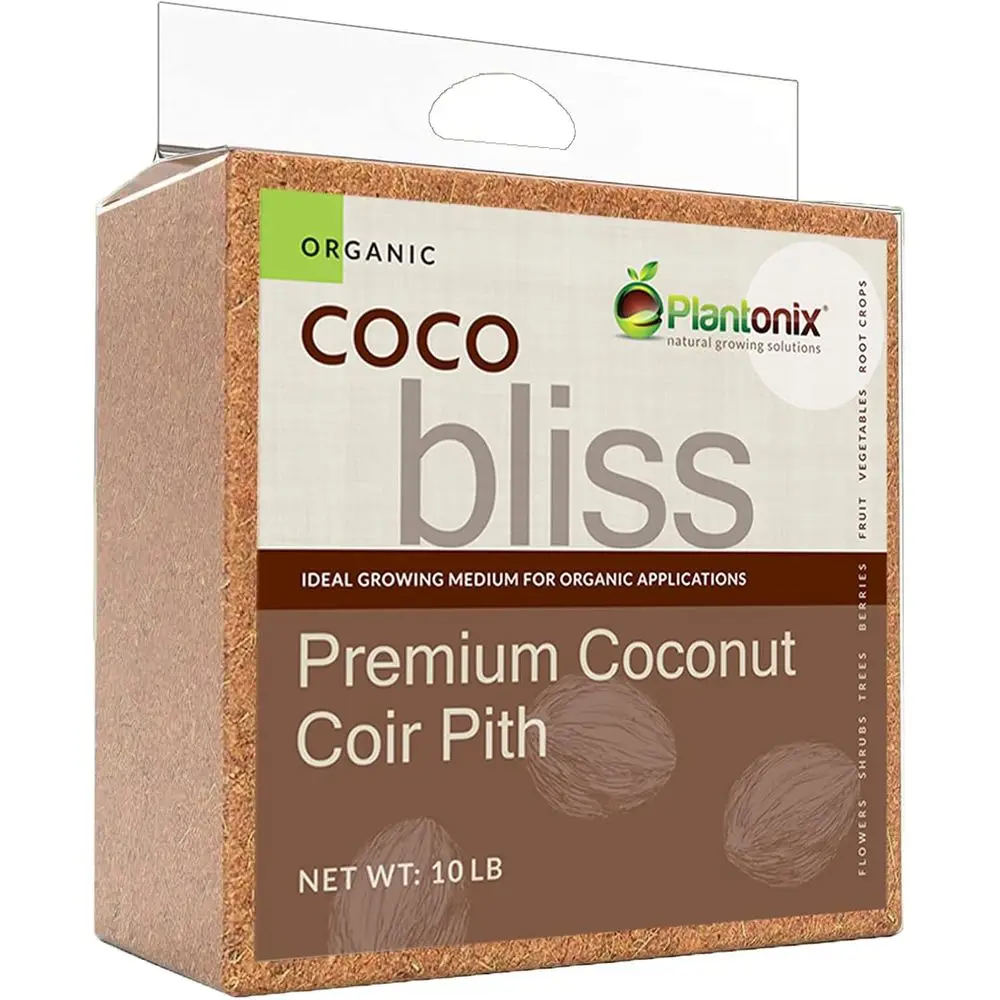 10lbs - Organic Coconut Coir or Plants - OMRI-Listed Coconut Coir Brick or Garden Soil & Potting Mixes - Nut Shell Substrate Mix
