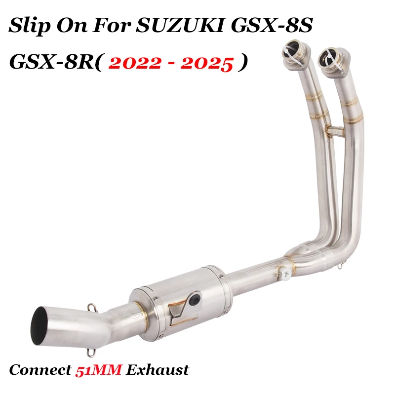

Sllip On For Suzuki GSX-8S GSX-8R 2025 Motorcycle Exhaust Full System Stainless Steel Header Modified 51MM Muffler With Catalyst