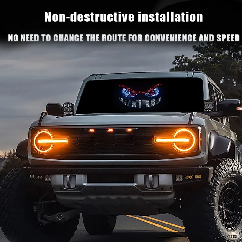 2X Car LED Devil Eyes Light Pixel Panel Windshield USB Strobe Dynamic Demon Eye Decorative Ambient Lamp for Car SUV Pickup Truck