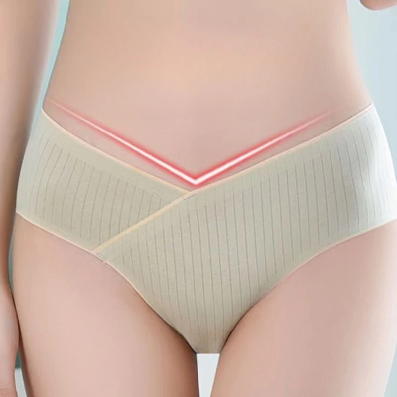 Stripe Jacquard Cotton Low Waist Belly Maternity Panties Plus Size Seamless Underwear for Pregnant Women Ladies Pregnancy Briefs