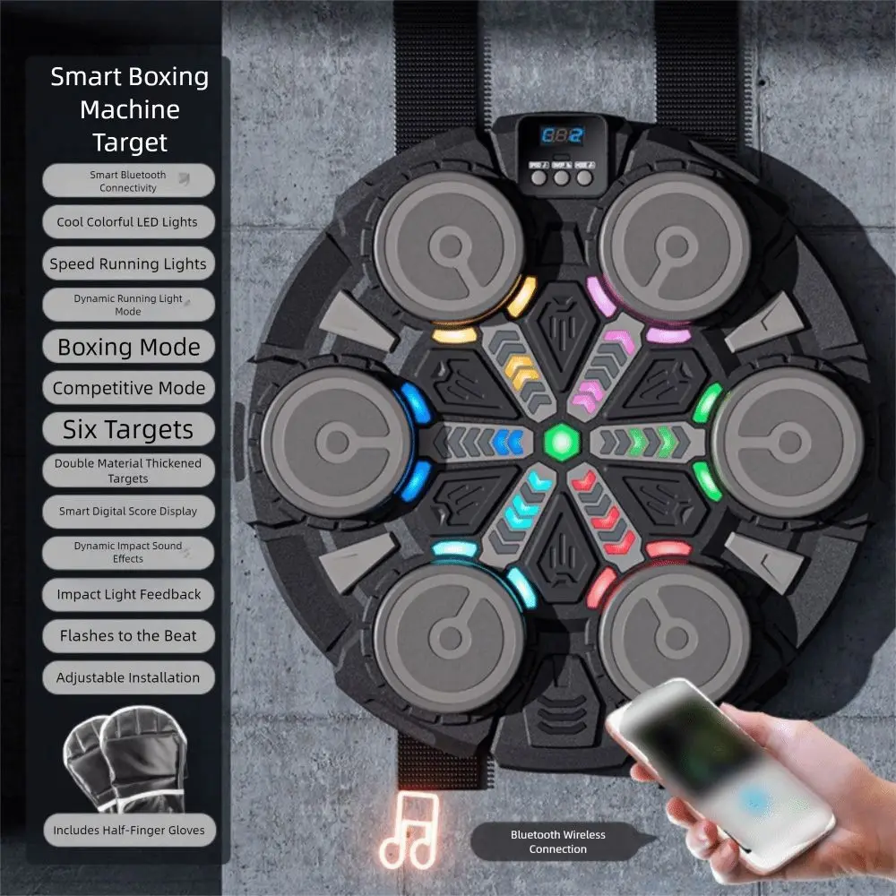 

Bluetooth Connection Smart Music Boxing Machine Noise Reduction Wall Mounted Reaction Training Equipment Volume Adjustment