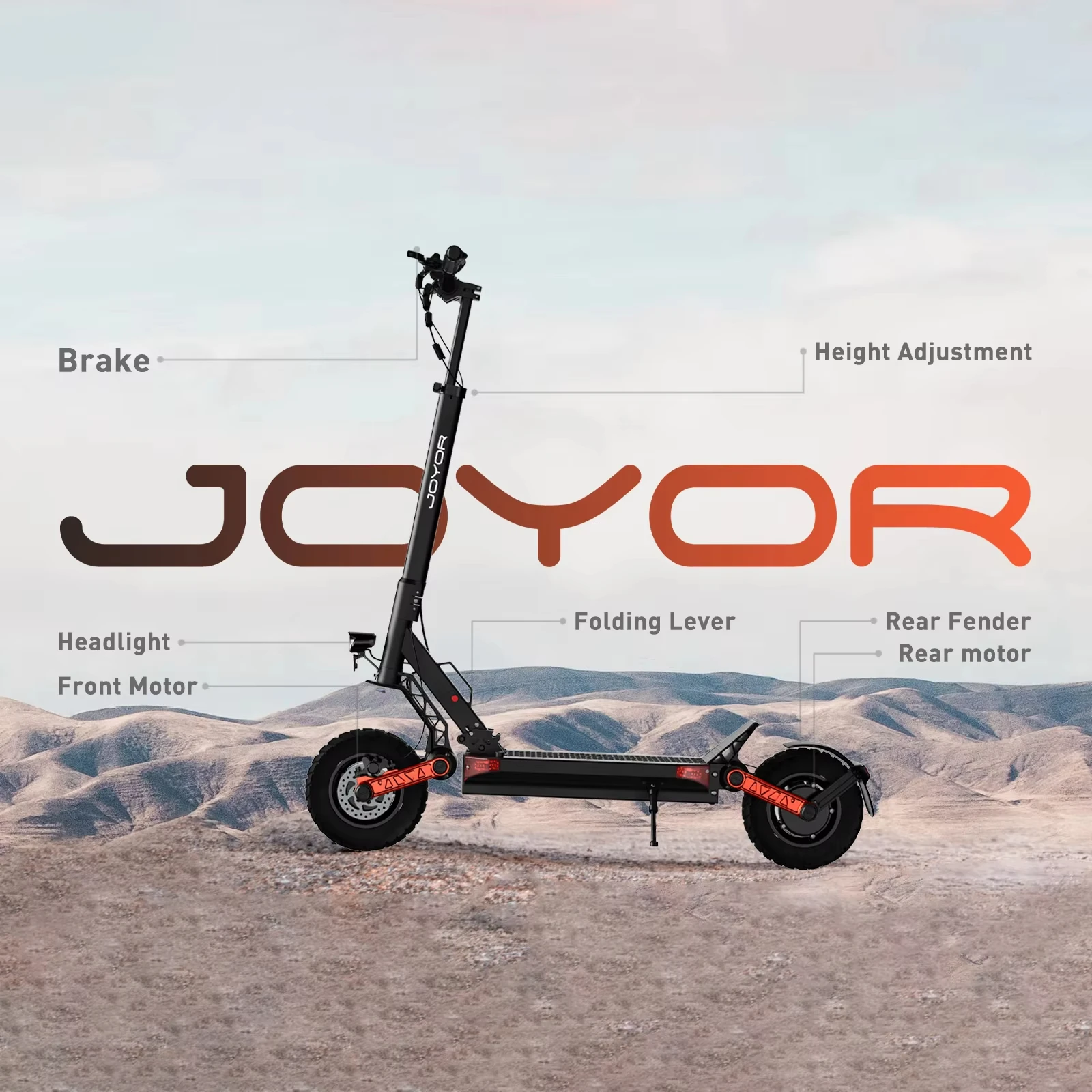 E-Scooter Adults JOYOR S10-S-Z 2000W Dual Motor 10 Inch Off Road Tires 60V 18Ah Lithium Battery High Power Electric Scooter Dual Hydraulic Brakes Double Suspension Turn Signal Light 210mm Wide Deck Easy Fold Heavy Duty Scooter Car Trunk Storage