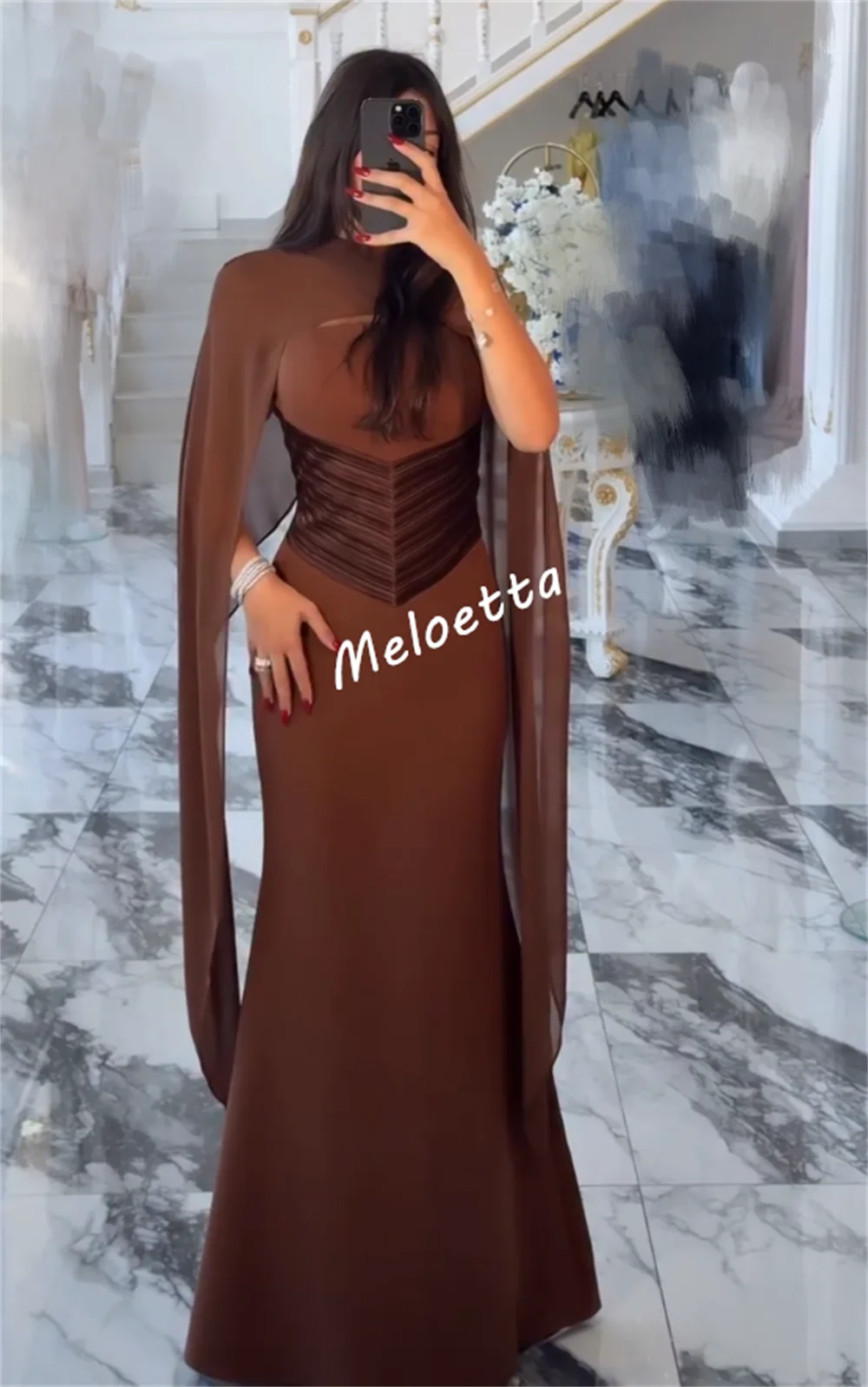 カスタマイズされたジャージプリーツシンプルレトロマーメイドロングドレスオーダーメイドの機会の女性のイブニングドレスエレガントなパーティー