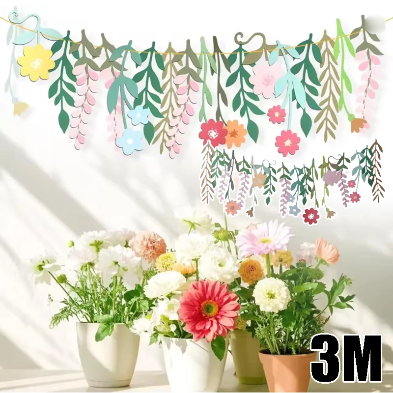 Spring Floral Happy Birthday Banner Vibrant Hanging Flower G