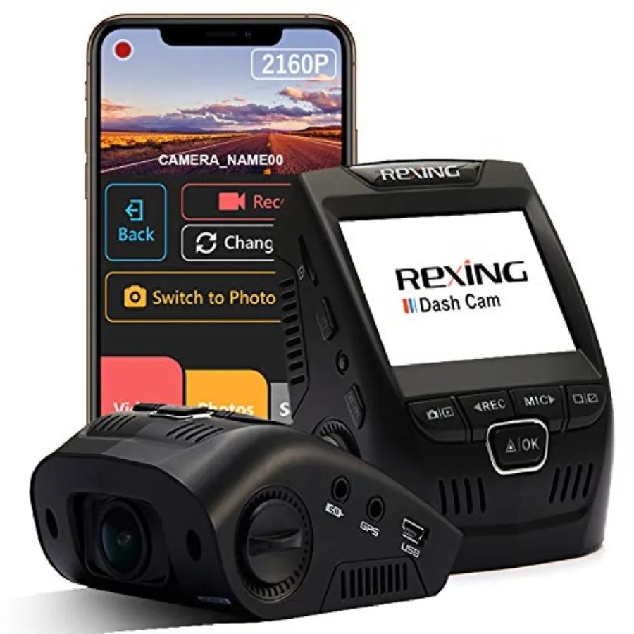 

Car dash cam for vehicle use, ultra HD 4K resolution, black color, supercapacitor for heat resistance and safety
