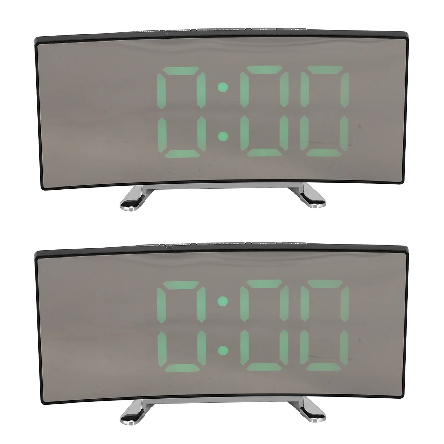 75STO-2X Digital Alarm Clock, 7 Inch Curved Dimmable LED Screen Digital Clock For Kids Bedroom, Green Large Number Clock