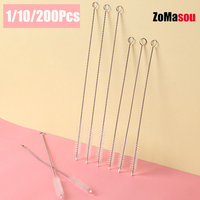 1-200Pcs Stainless Steel Straw Cleaning Brush Weed Pipe Cleaning Glass Hookah Smoking Cachimba Pipa Fumar Feeding Bottle Brush