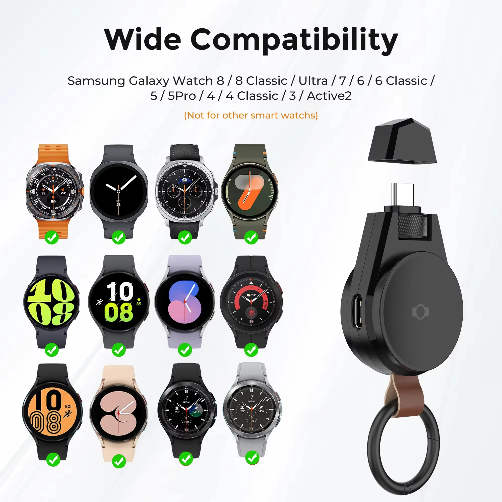 Dual Type c Magnetic Charger for Samsung Galaxy Watch Ultra/7 6/5/Pro/4/3/Active 2 Dock Charger for Watch 6/4 Classic