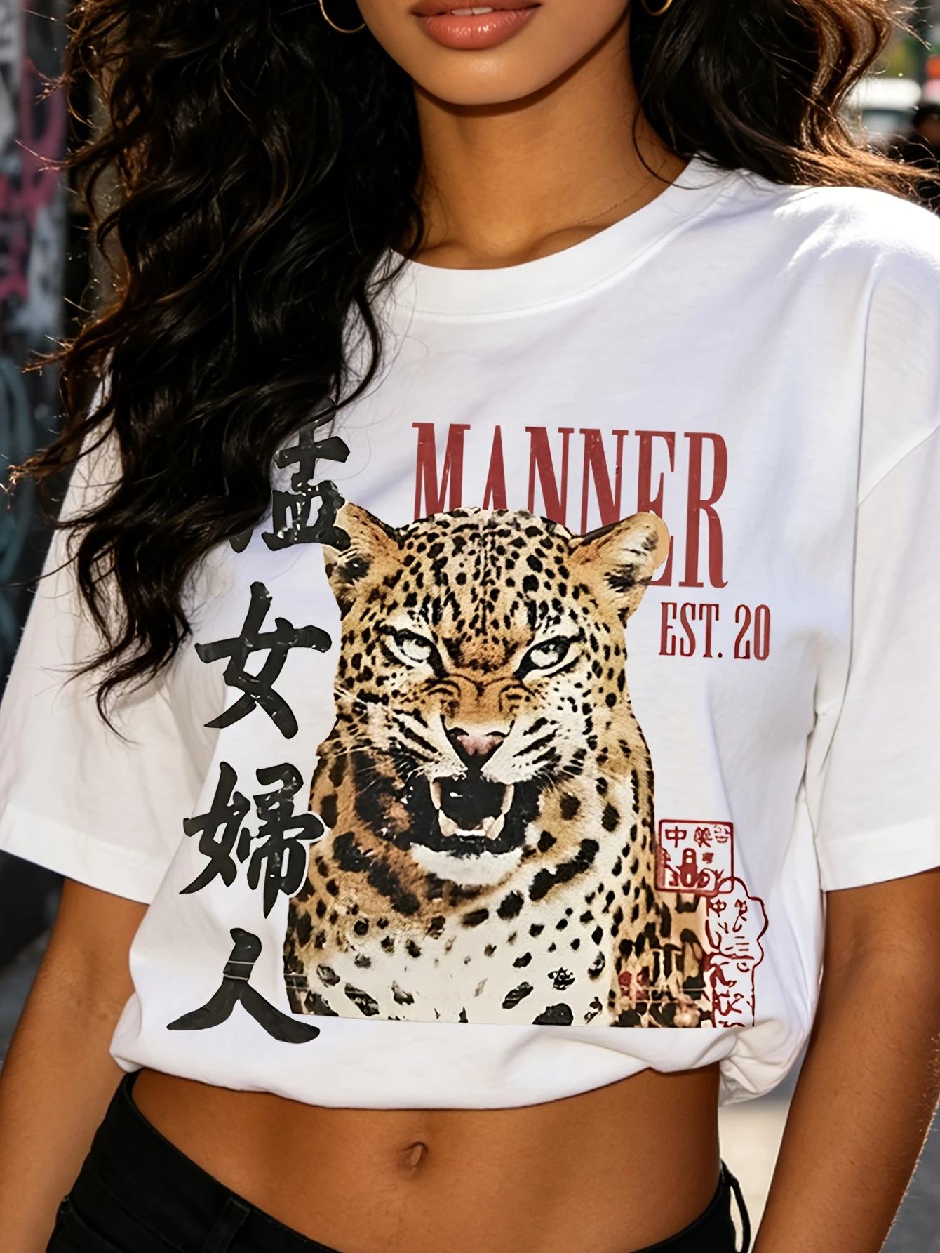 Sexy And Cool Leopard New Model personality Clothes Oversized Unisex T-shirt Fashion Hip Hop Street Trendy Cotton hot product