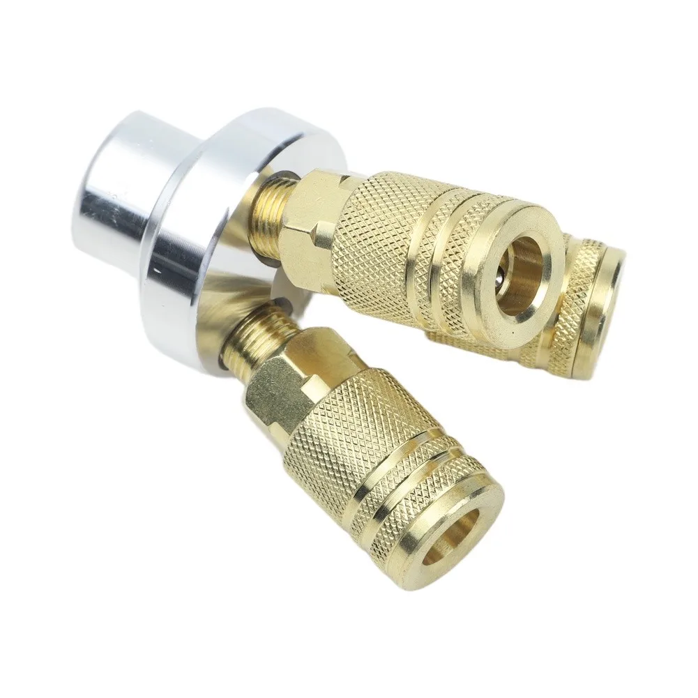 Three Way 1/4 NPT Quick Connect Fitting for Air Compressor Hose Applications with Aluminum Iron Construction and Flow Stability